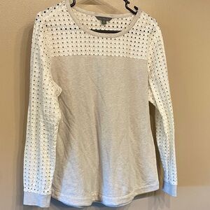 Signature White Eyelet Long Sleeve Blouse